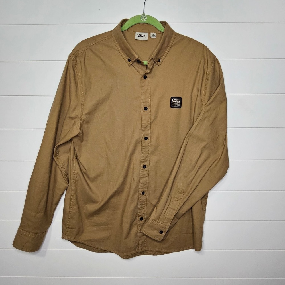 Vans Casual Button-Down Shirt Men's Medium Tan Cotton Blend - Picture 1 of 8